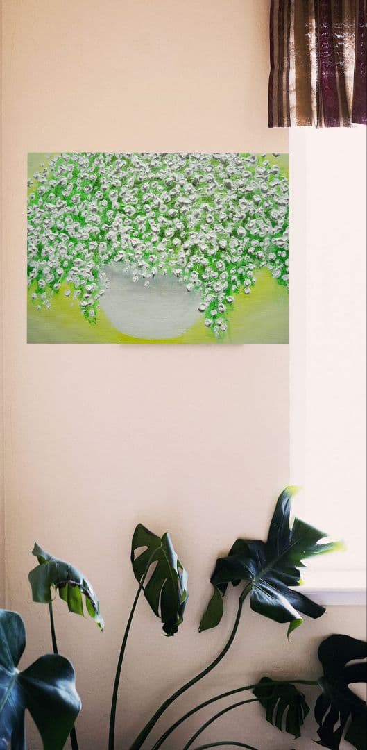 油絵 絵画 【カスミソウ】