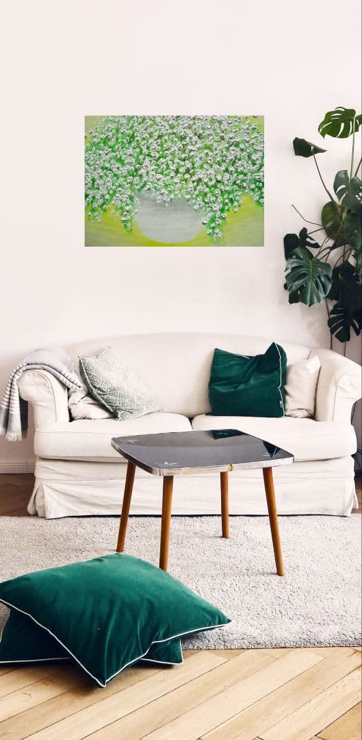 油絵 絵画 【カスミソウ】