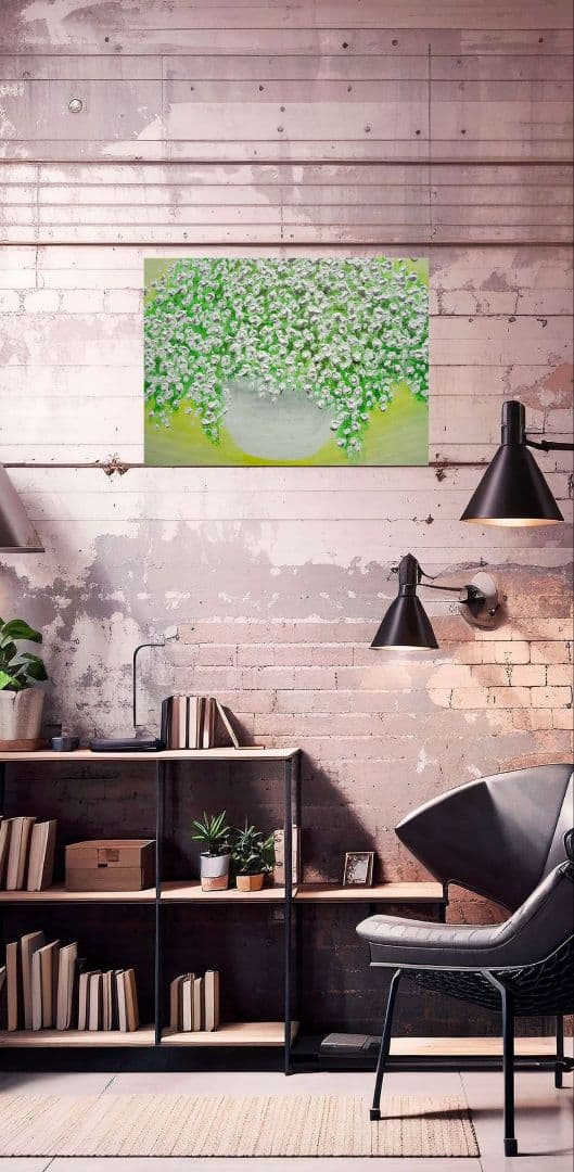 油絵 絵画 【カスミソウ】