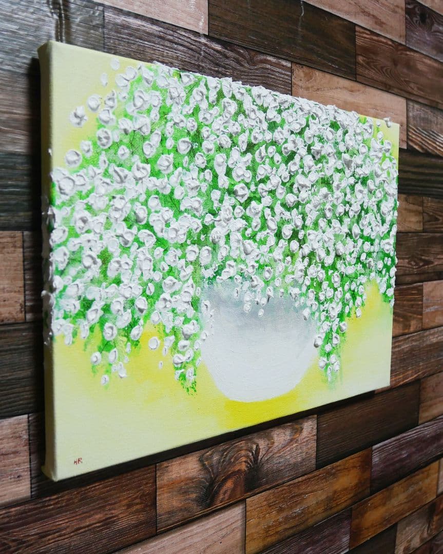 油絵 絵画 【カスミソウ】