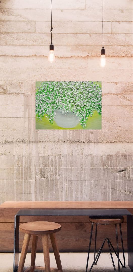 油絵 絵画 【カスミソウ】