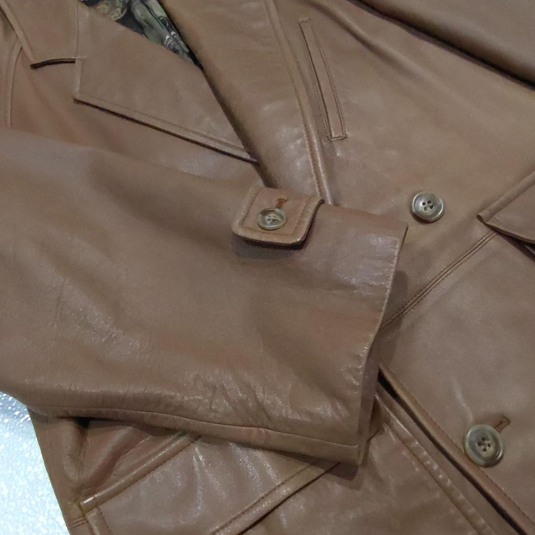 【メンズ XL相当】ランバン　内部総柄　ラムレザー　ジャケット 本革