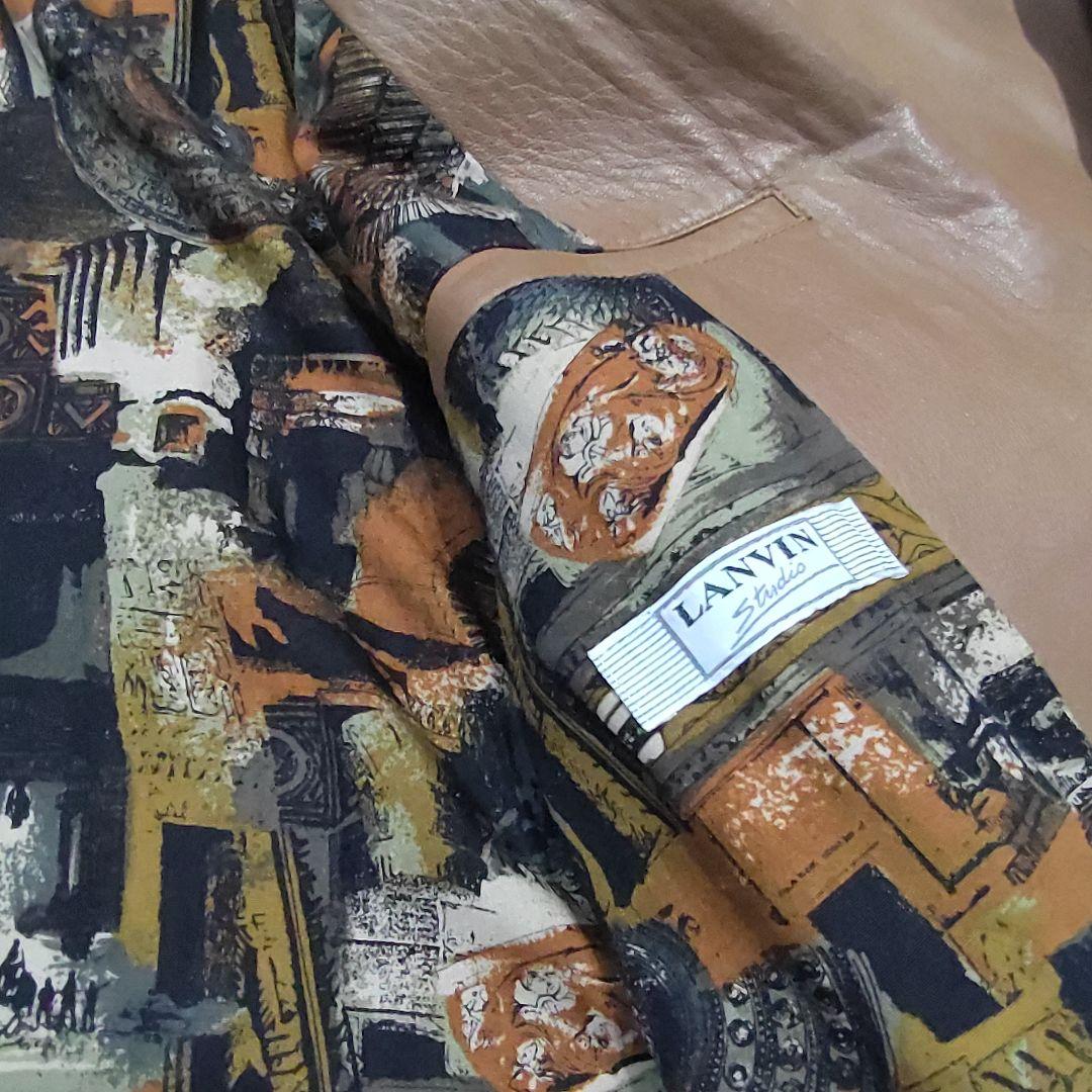 【メンズ XL相当】ランバン　内部総柄　ラムレザー　ジャケット 本革