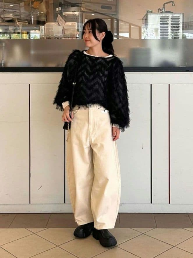 【Loungedress】ジャガードフェザーブラウス