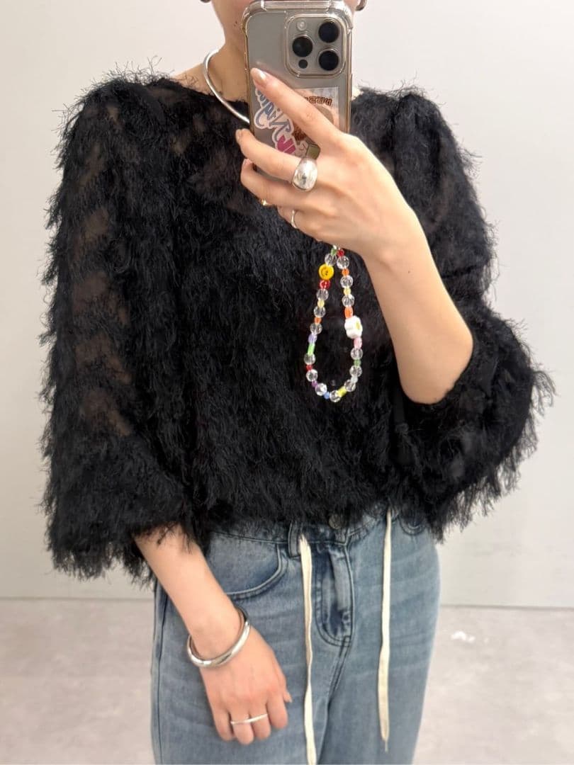 【Loungedress】ジャガードフェザーブラウス