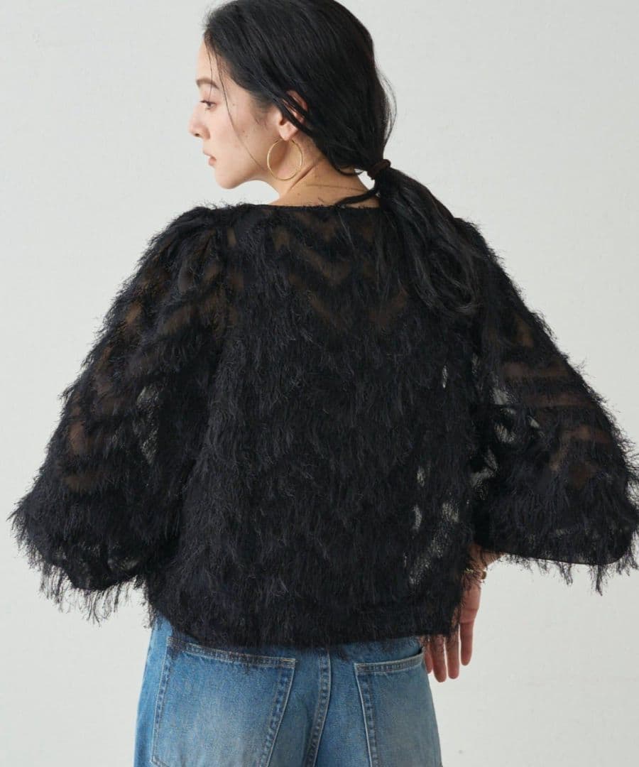 【Loungedress】ジャガードフェザーブラウス