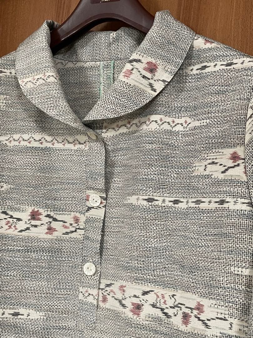 着物リメイク☆469紬コクーンチュニックワンピース／サイズL～LL