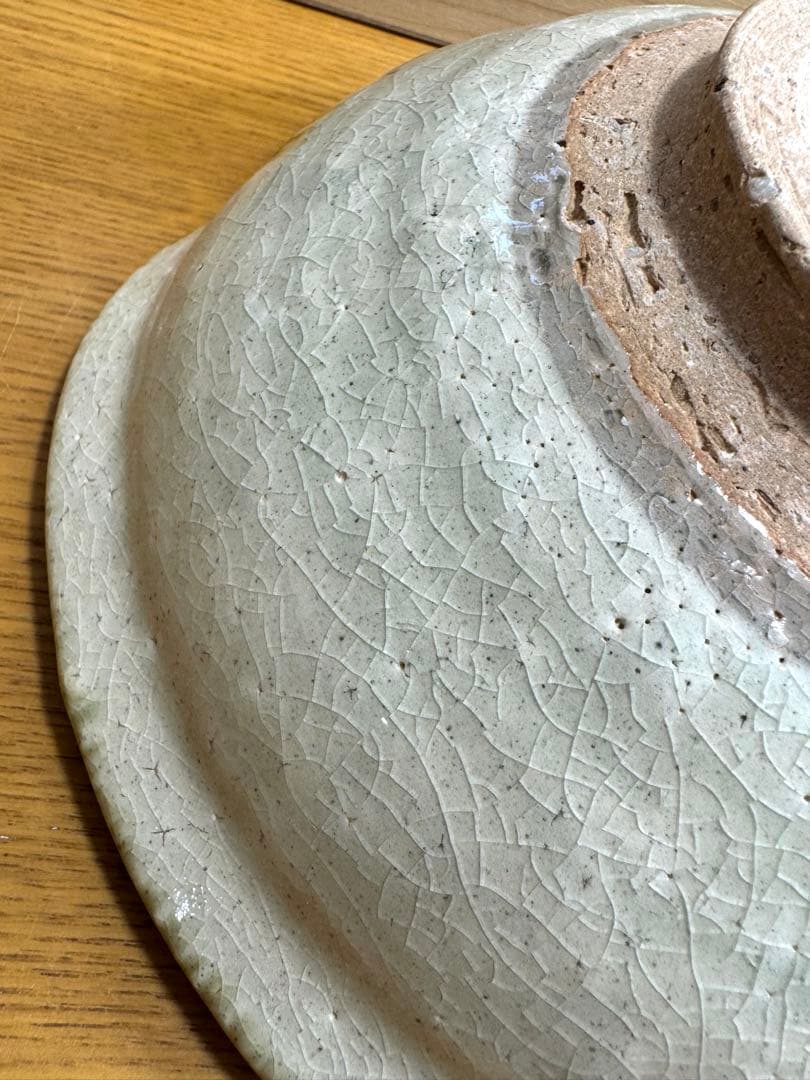 604信楽焼 鈴木厳　菓子鉢　灰釉 紫釉 和食器 作家物 厳 在銘　未使用品共箱