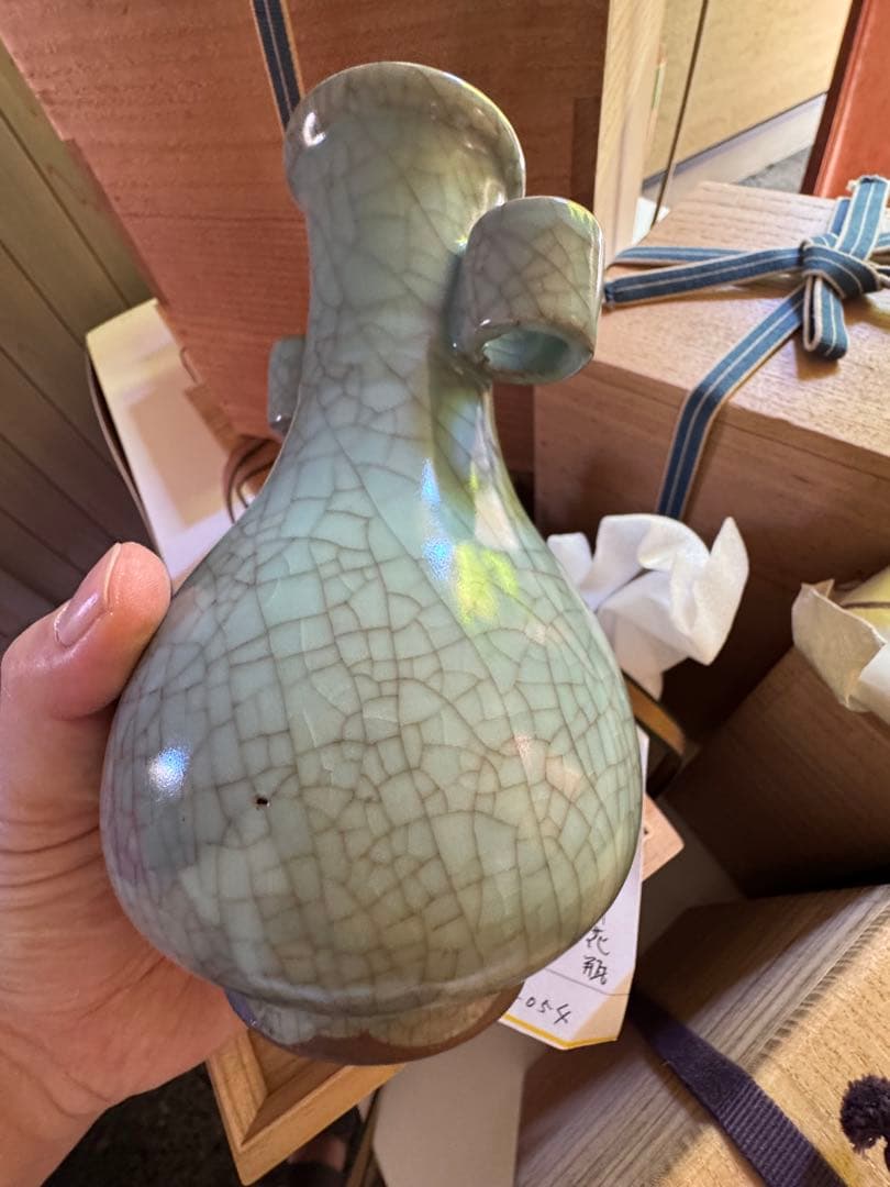 ‼️keno‼️リサイクルFORT‼️唐物④‼️効壇窯双管耳南宋官窯清代倣花瓶