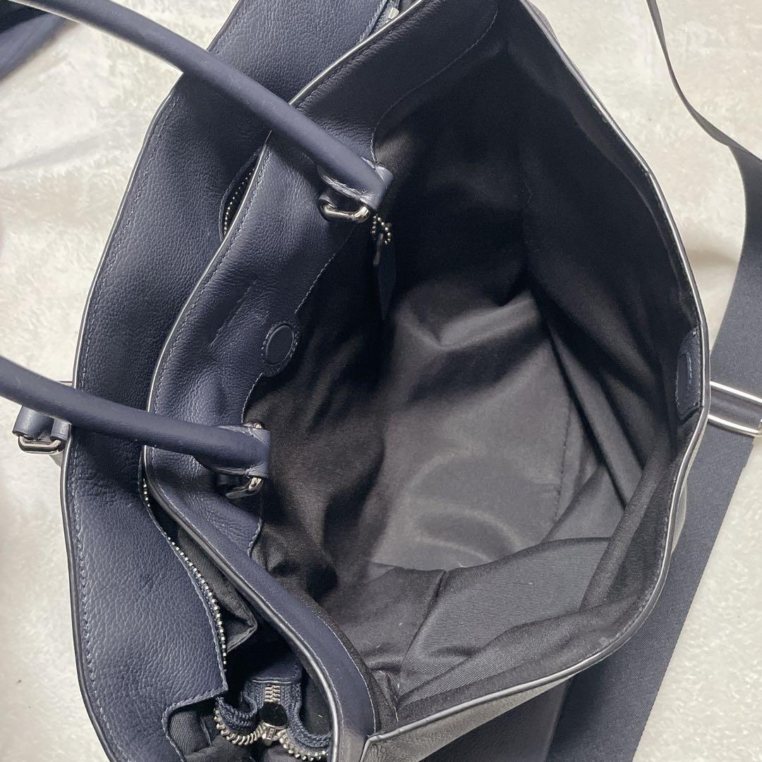 COACH ベケット トートバッグ　ネイビー　A4収納　2way 牛革