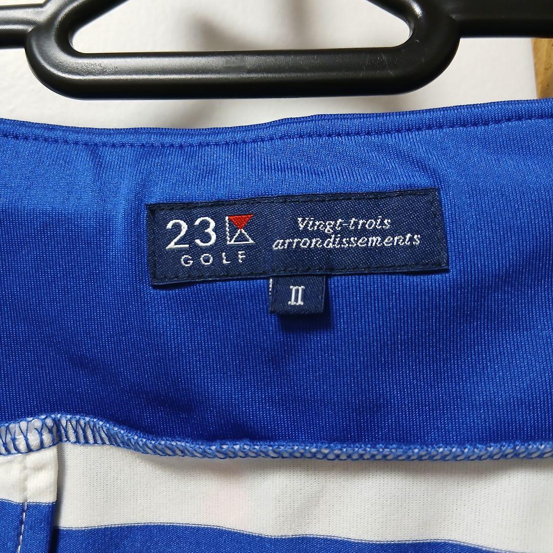 23区ゴルフ　レディース　セットアップ　ボーダー　M相当　ブルー系　ゴルフウェア