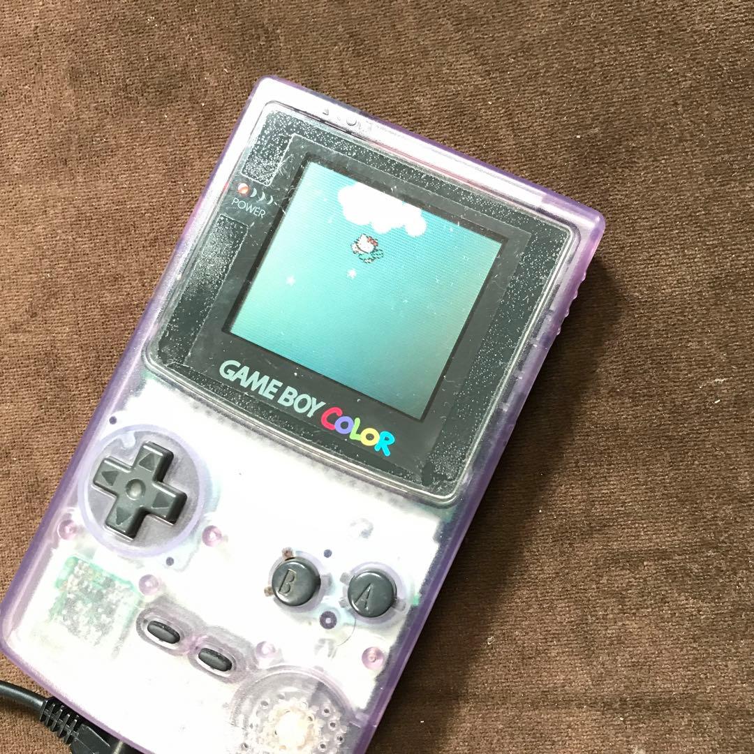 ゲームボーイカラー　　パープル人気色、画面にキズ防止ビニール美品