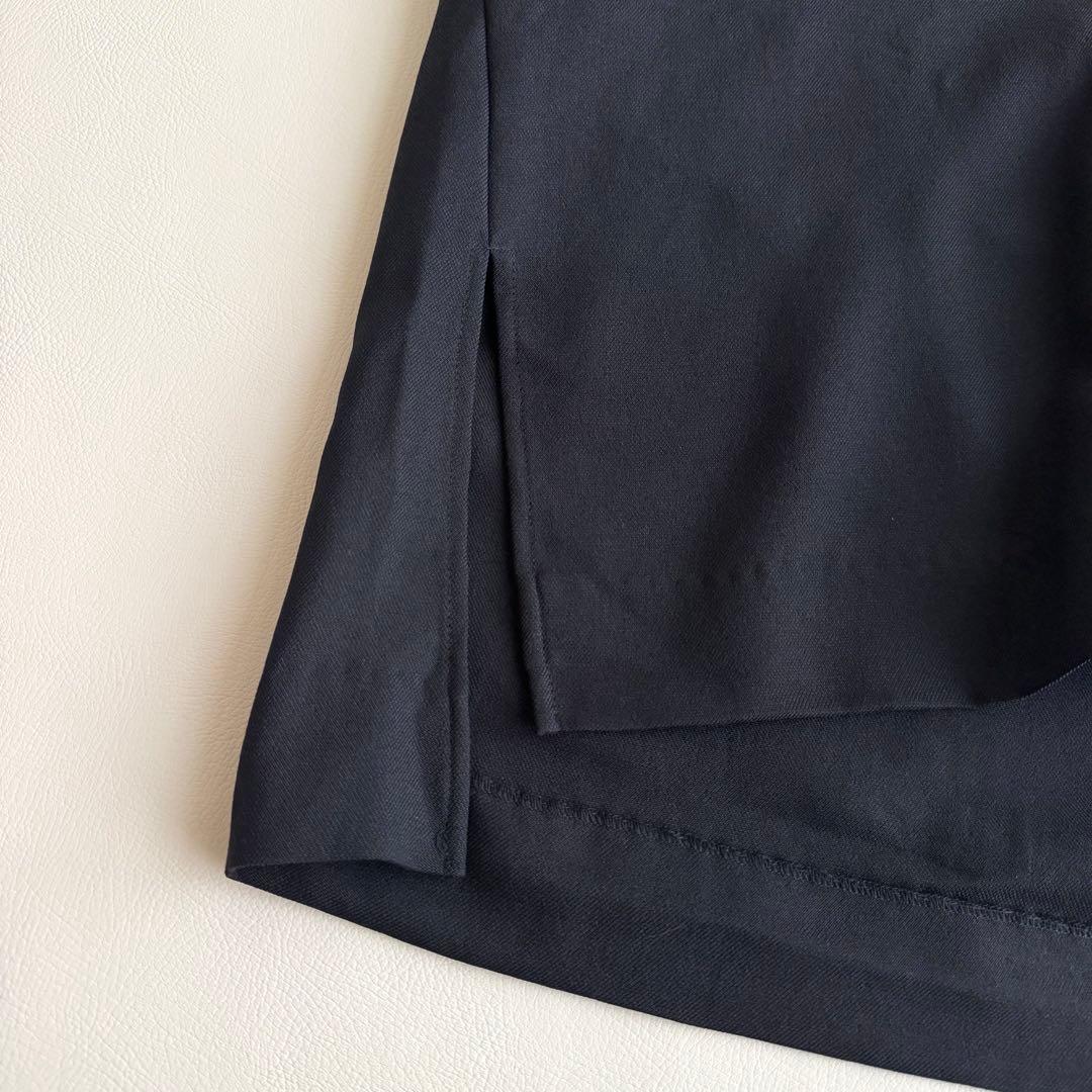 OUR 洗えるフリンジベスト ネイビー Vネック フリーサイズ