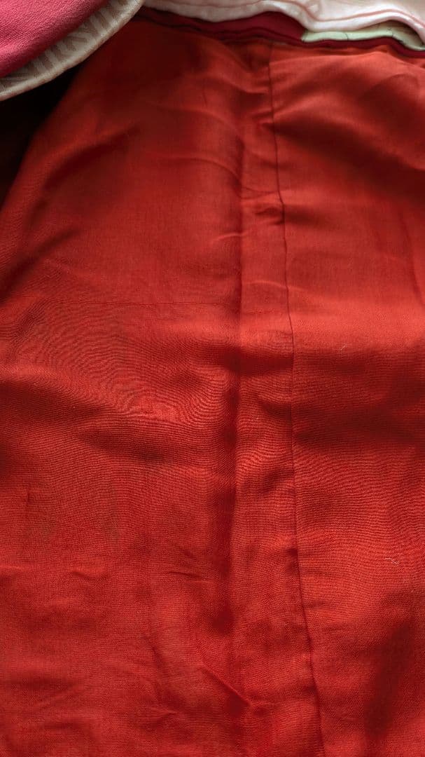 7歳-ジュニア　レトロ正絹紅色飛鶴　七五三　お着物・帯セット　アンティーク