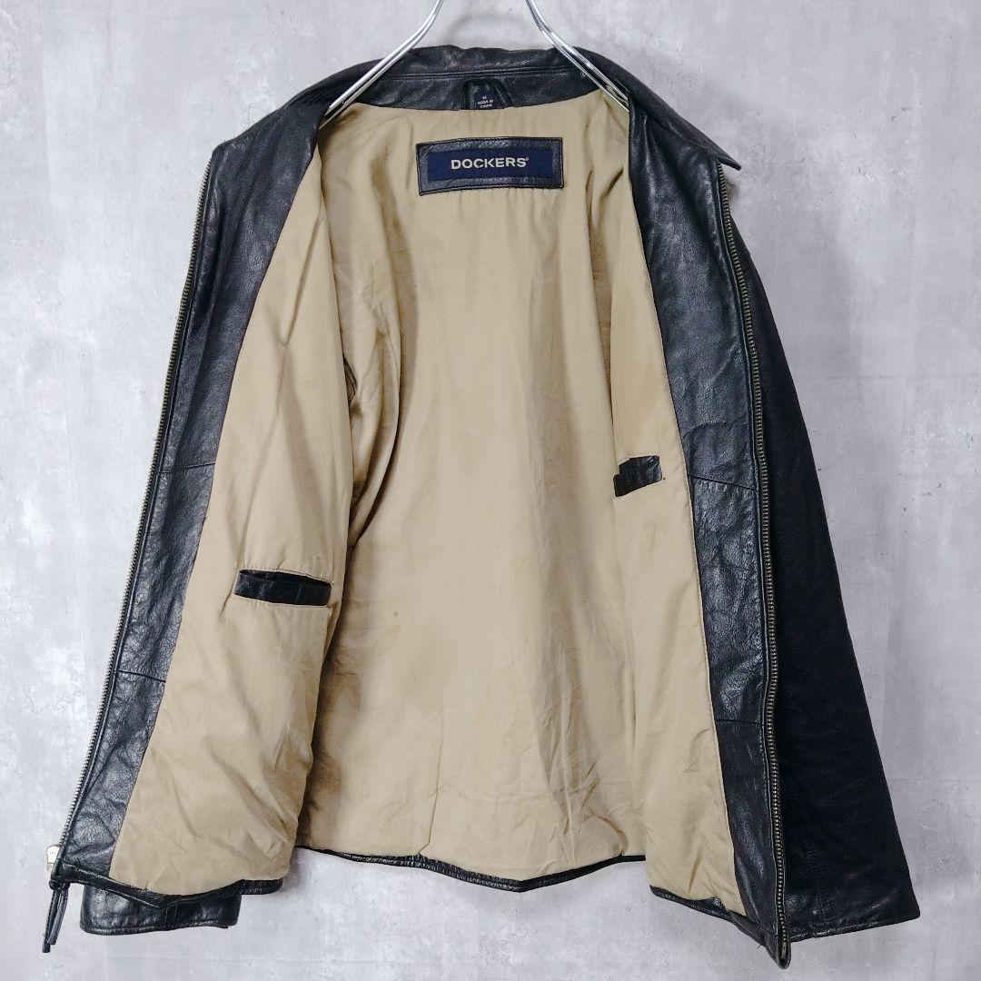 ✨良品✨DOCKERS 本革 レザー ジャケット ブラック 牛革 90s