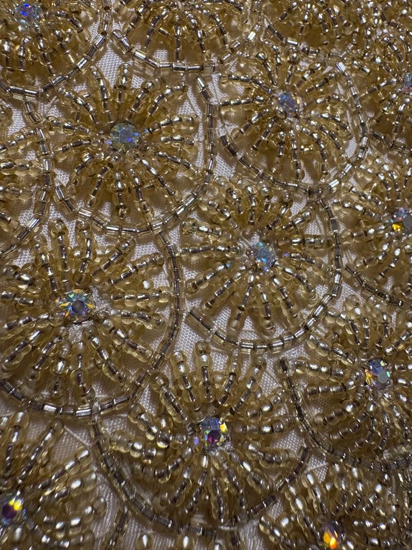 未使用　ゴールド　ビーズバッグ　セミアンティーク　保管品　昭和レトロ