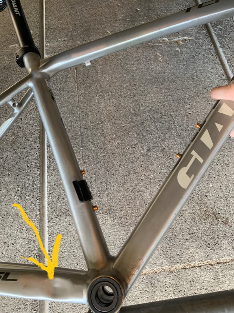 ジャイアント　TCR1 フレーム　シルバー（サドルとシートポストは付きません）