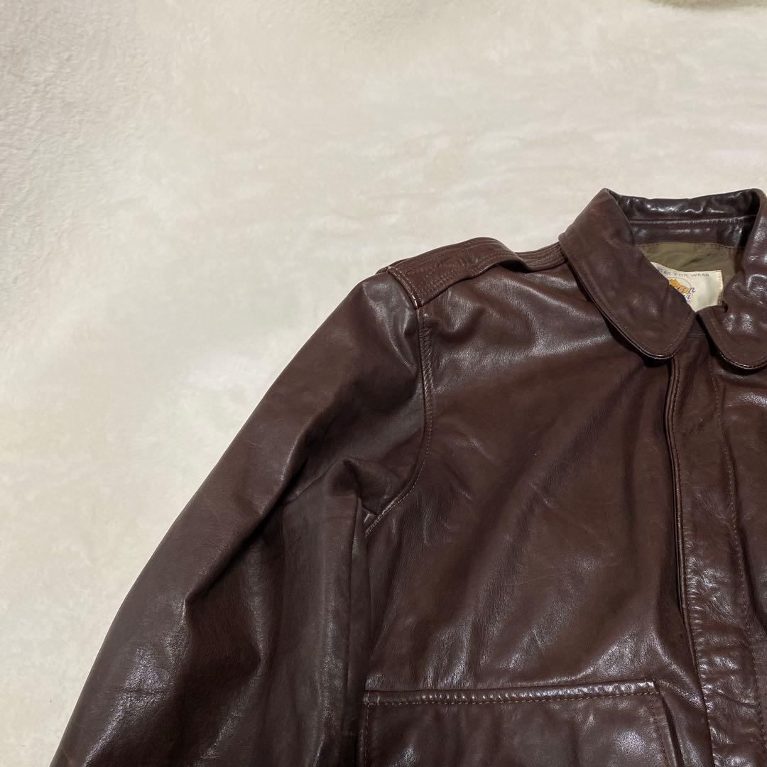 USA製　80s リアルレザー ヴィンテージ A-2 レザージャケット 茶 42