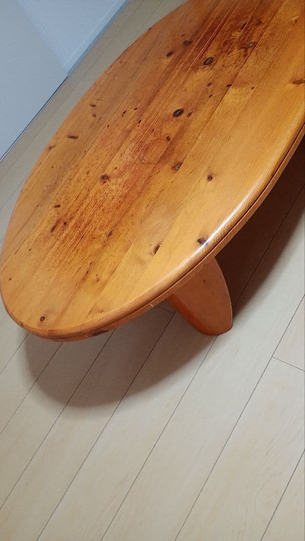 楕円形木製センターテーブル