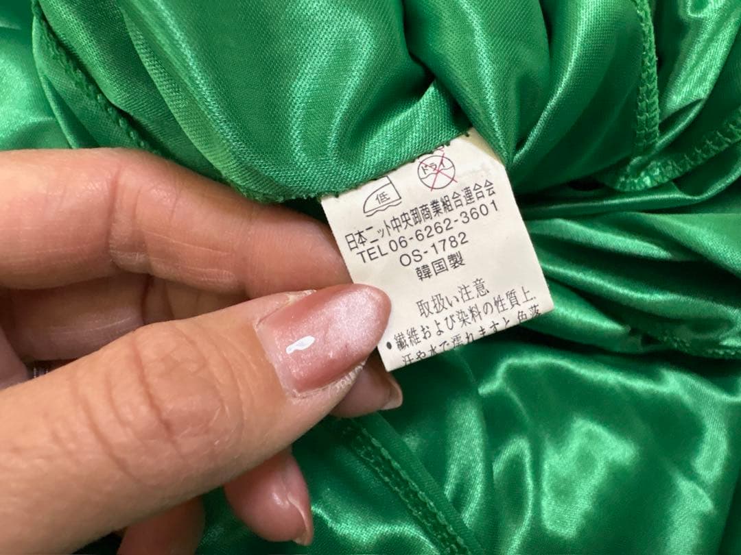 社交ダンス　ドレス　衣装　パーティ　鮮やか　グリーン　花　刺繍　レース　韓国製