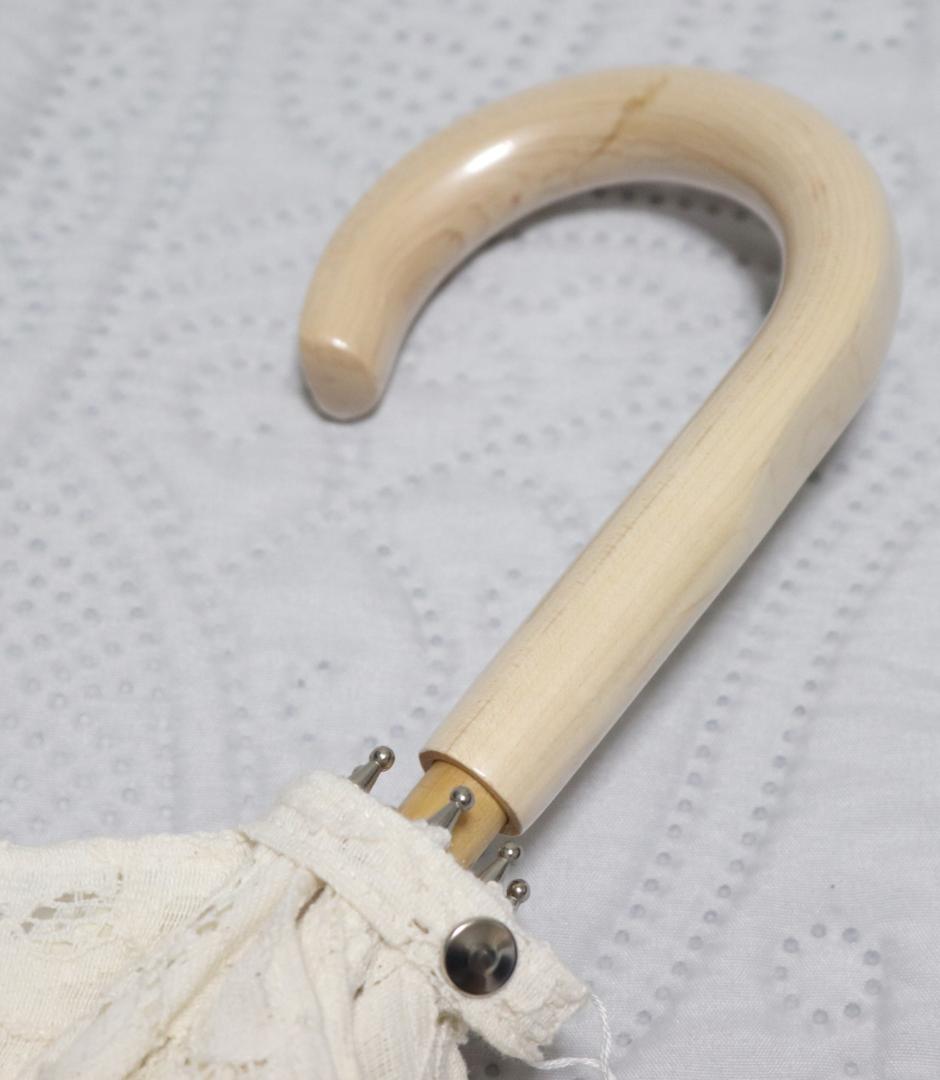 33,000円新品【長傘 日傘】繊細高級 豪華総レース かわず張り 木製 日傘