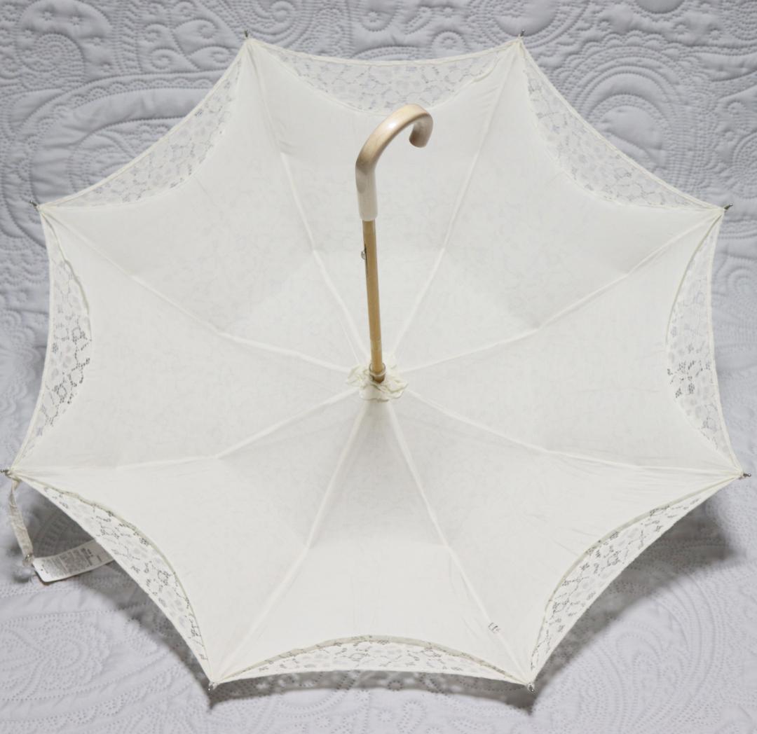 33,000円新品【長傘 日傘】繊細高級 豪華総レース かわず張り 木製 日傘