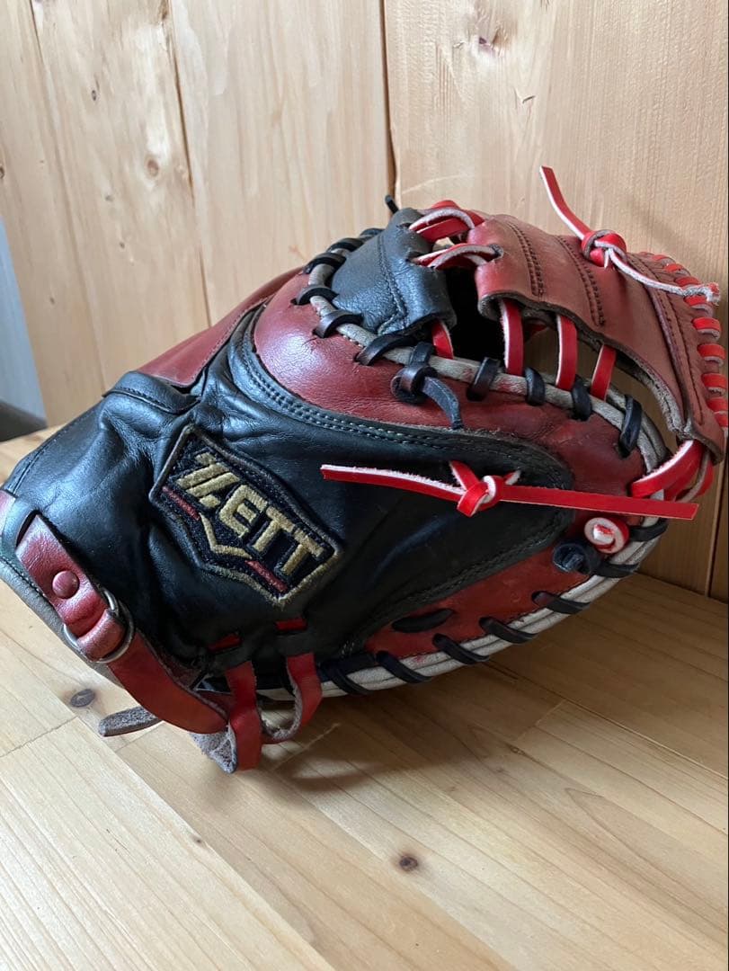 爆音　良型ZETT 軟式オーダーキャッチャーミット　刺繍なし 黒/赤