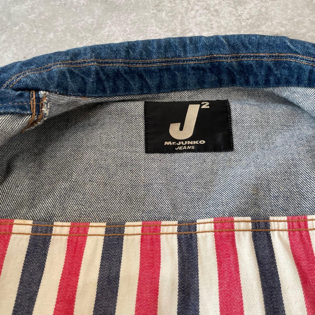 90s ミスタージュンコ　デニムジャケット 背面刺繍 インディアン　L XL