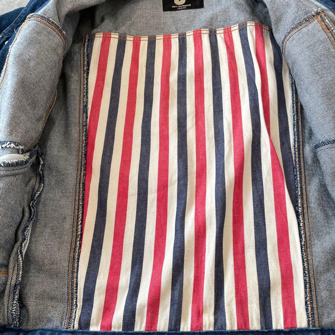 90s ミスタージュンコ　デニムジャケット 背面刺繍 インディアン　L XL