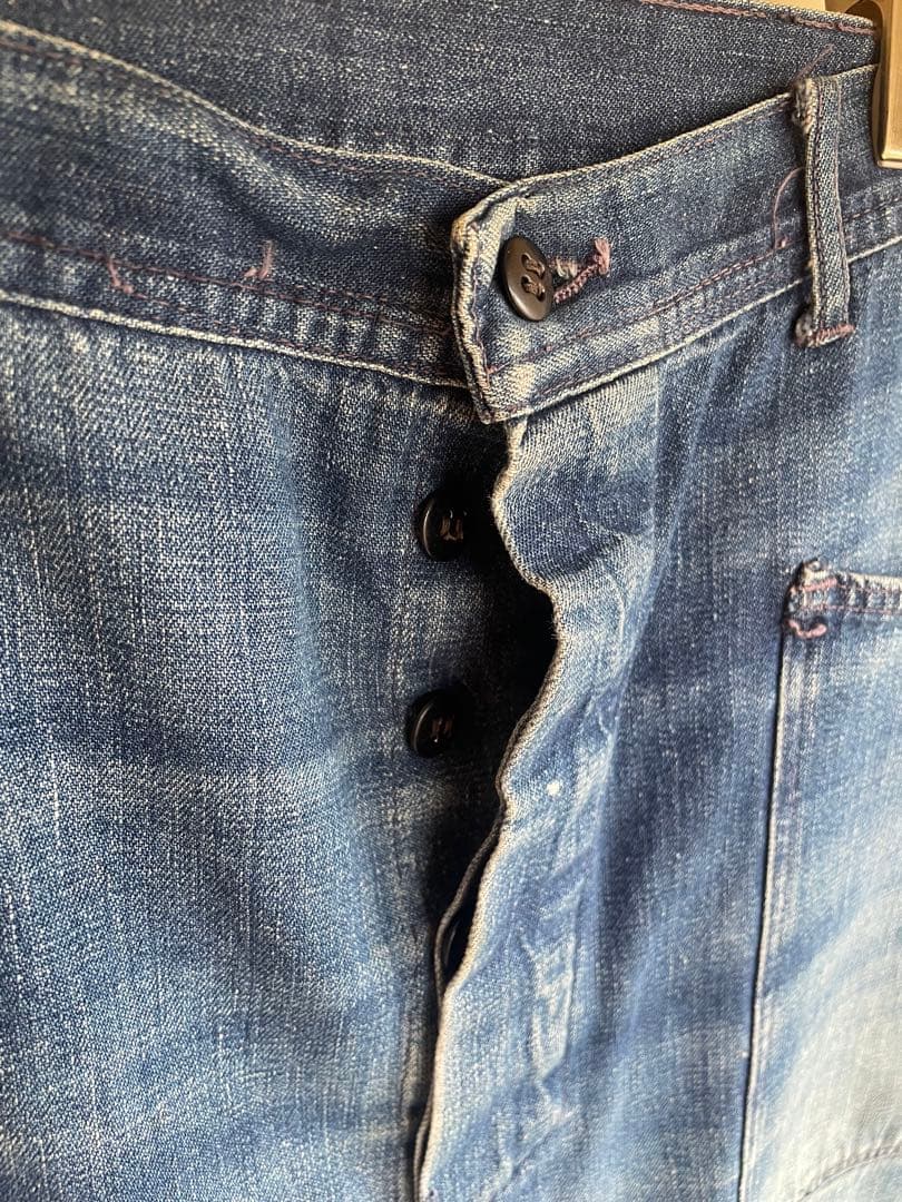 【 US NAVY 】 40s デニム 巻きパンツ ヒゲ グッドサイズ