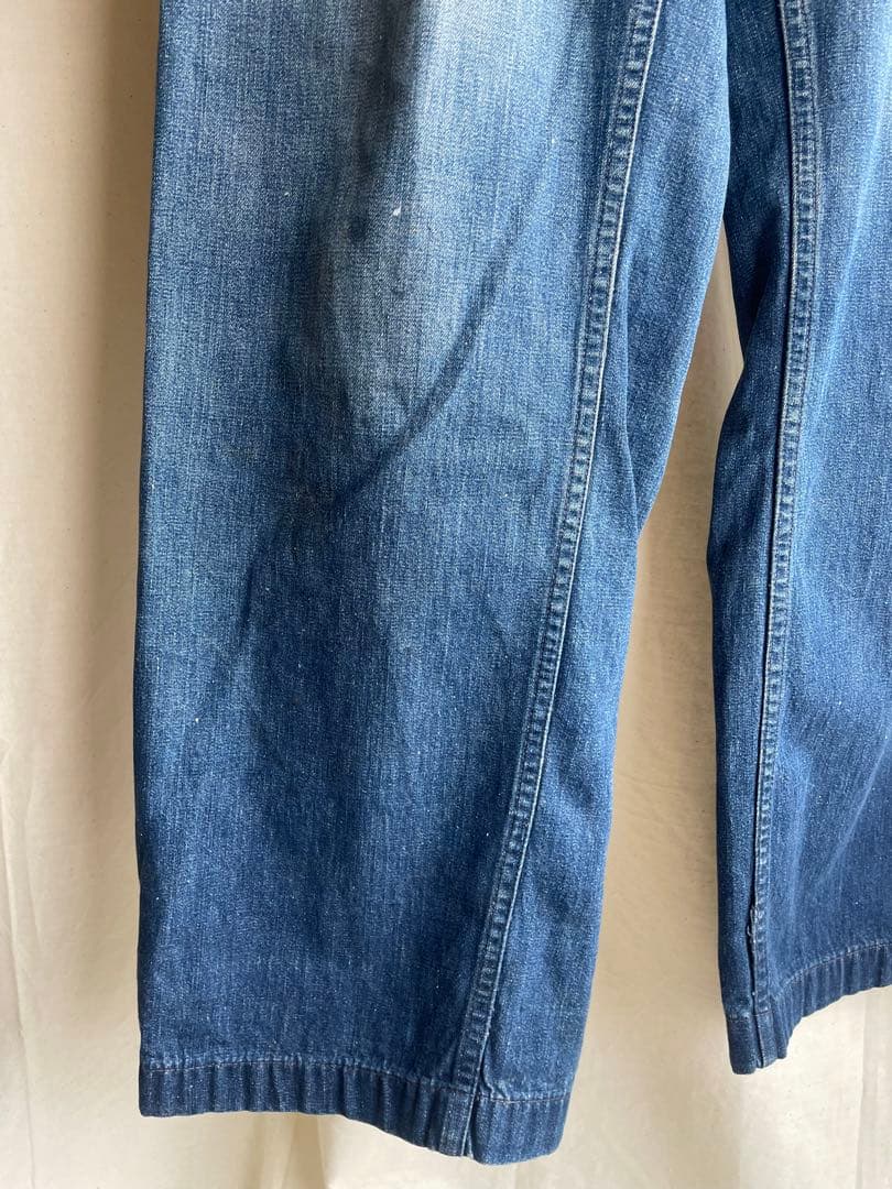【 US NAVY 】 40s デニム 巻きパンツ ヒゲ グッドサイズ