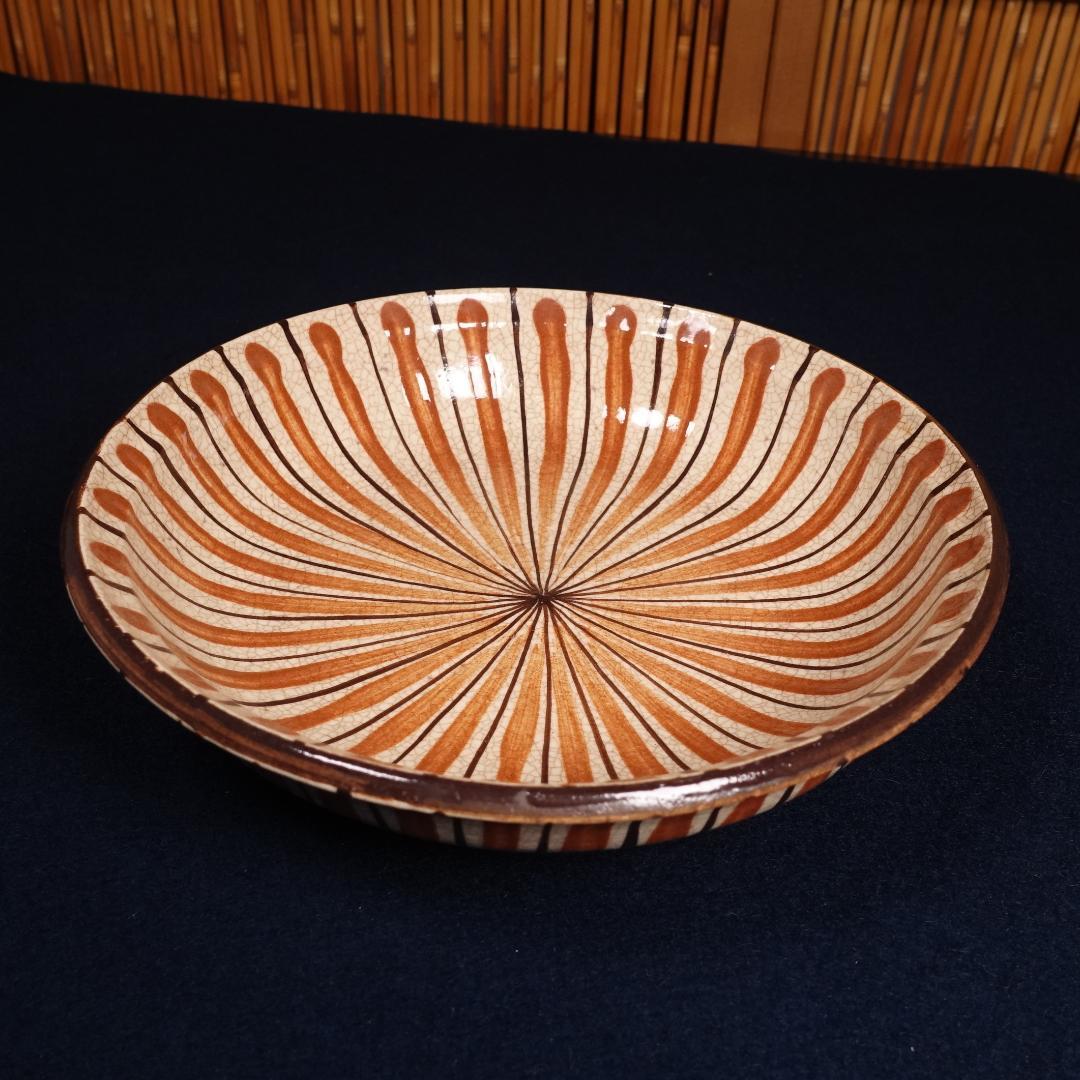 瀬戸本業窯 水野半次郎 麦藁手 大皿 合箱 栞 民藝
