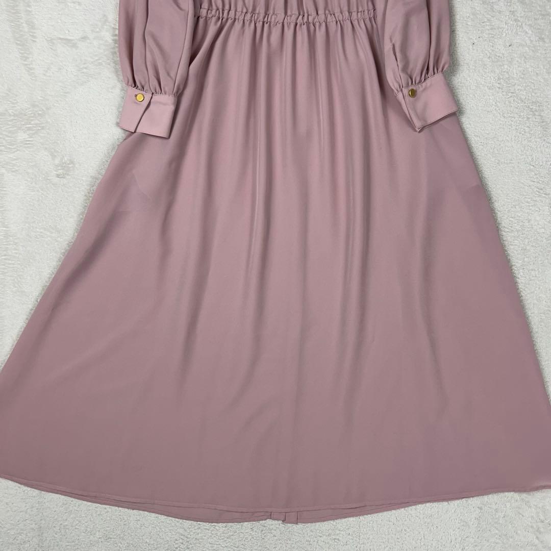 現行♡ANAYI ノーカラーシャツワンピース マキシ丈 バンドカラー ピンク