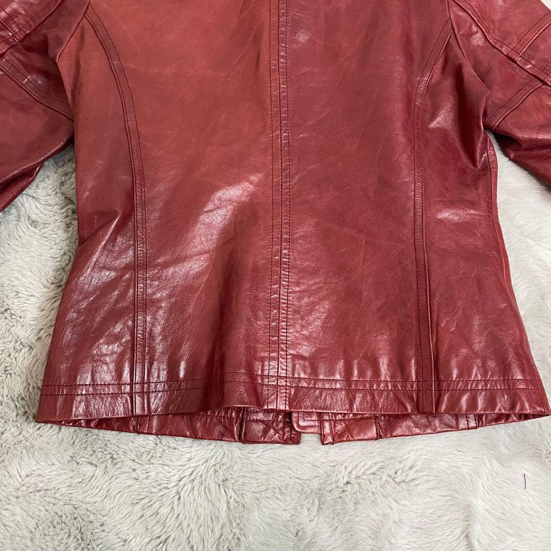 A.S.M レザージャケット 48 水牛革 赤 シングルライダース　Y2K