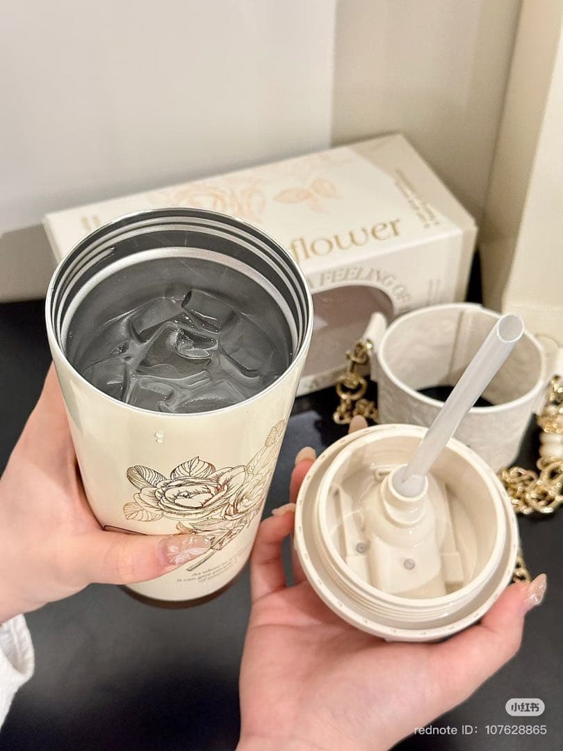 GERM 花柄チェーン付き水筒