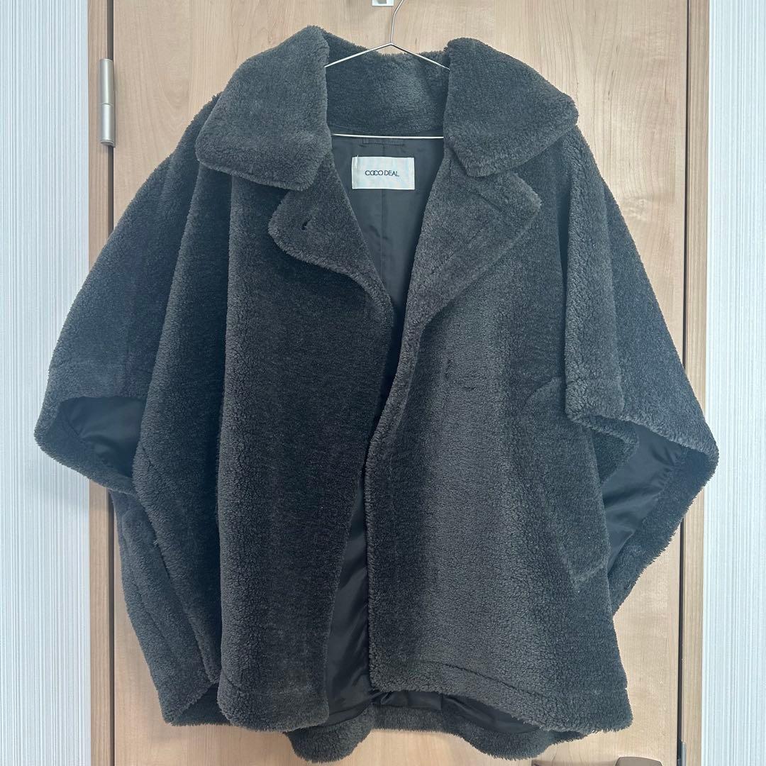 cocodeal ボアケープコート グレー