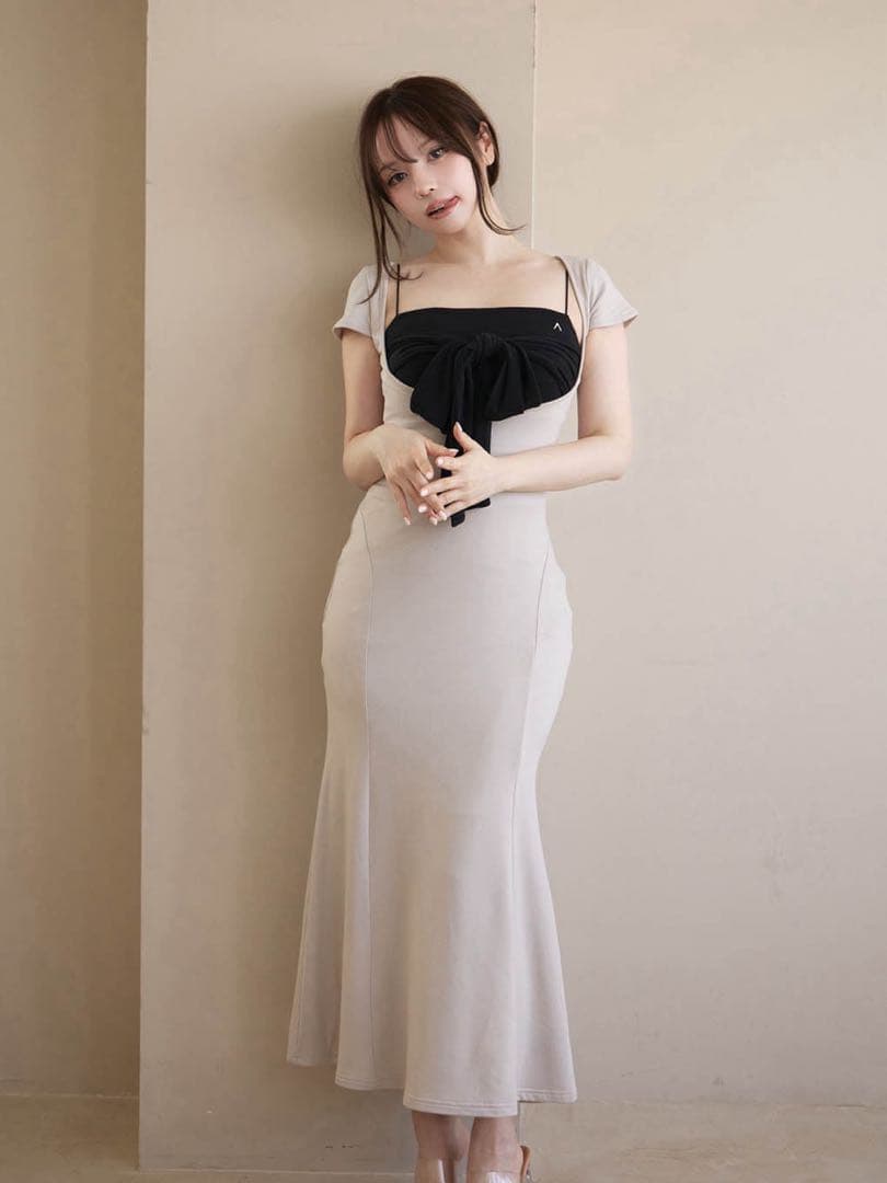 ANDMARY Lady like long dress ベージュ