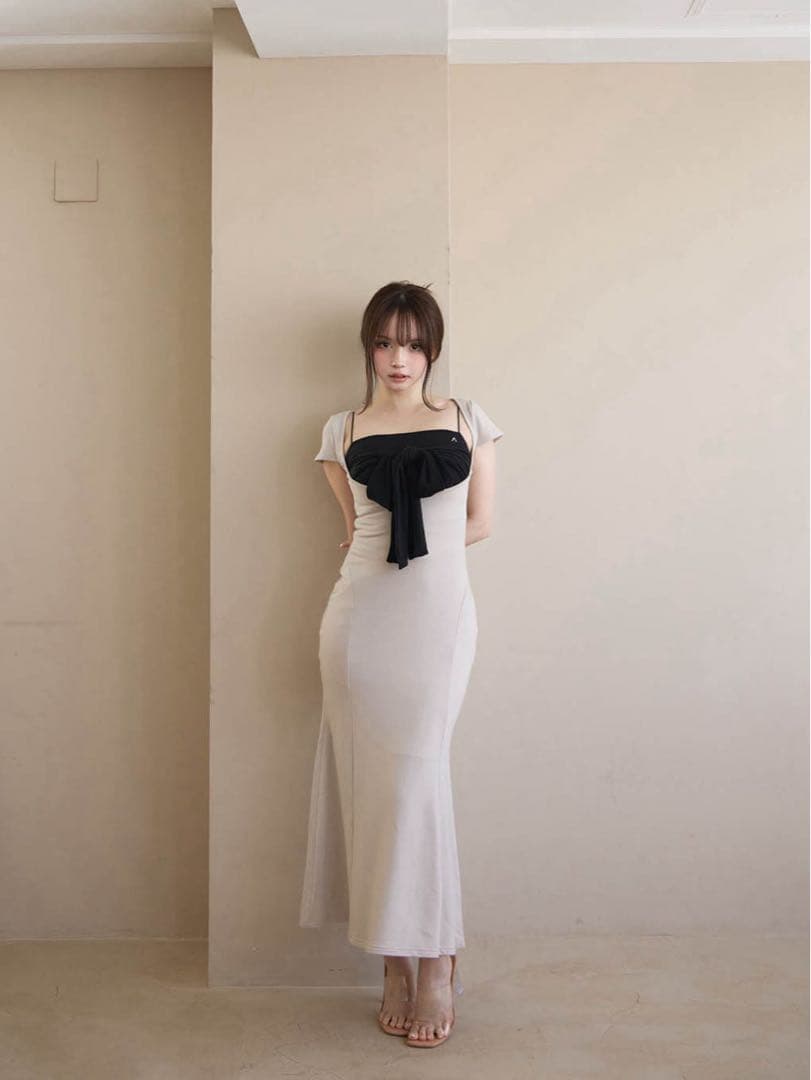 ANDMARY Lady like long dress ベージュ