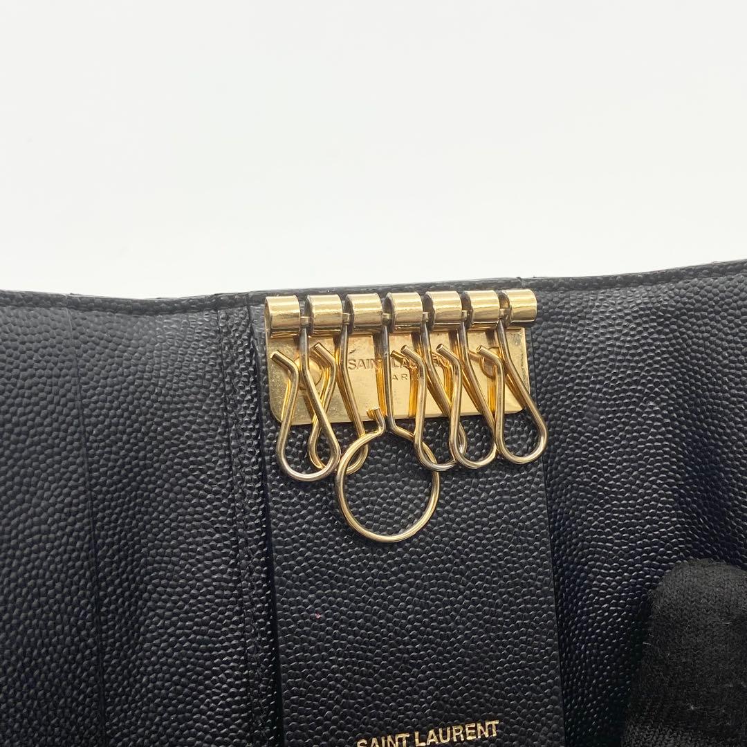 イヴサンローラン　キーケース　YSL カサンドラ　キャビアスキン　ブラック
