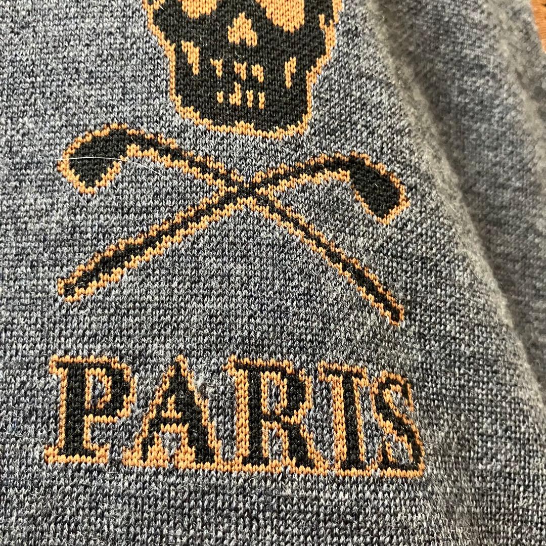 ☻MARK&LONA☻スカル総柄ニットベスト♠グレー♠XL