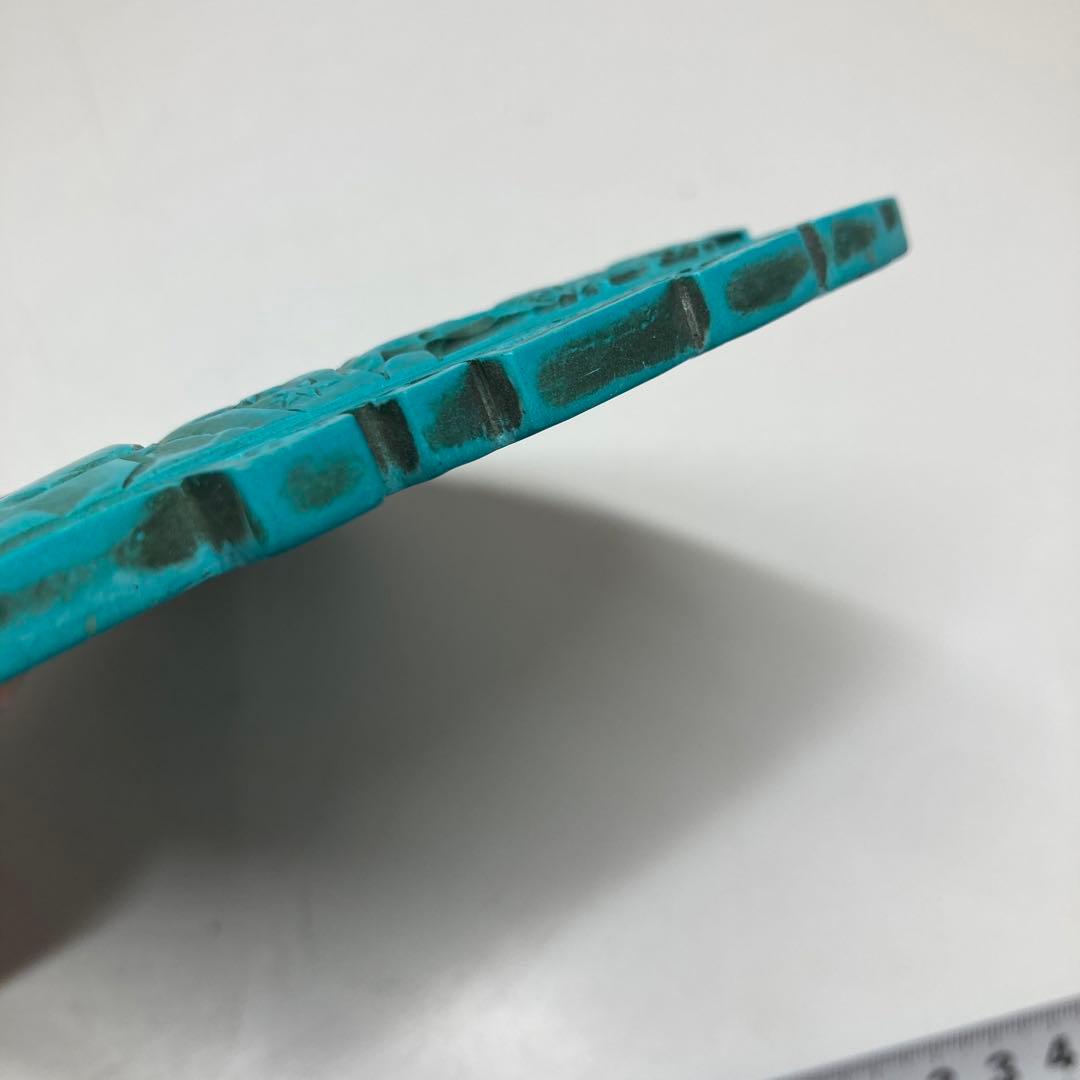 専用　中国美術　ターコイズ　漢詩文鎮屏　365g 縦11.5cm 横15.2cm