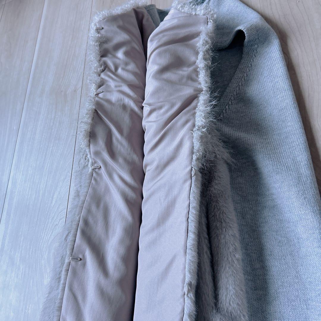 【未使用タグ付き】allureville フェイクファーコンビニットジレ グレー