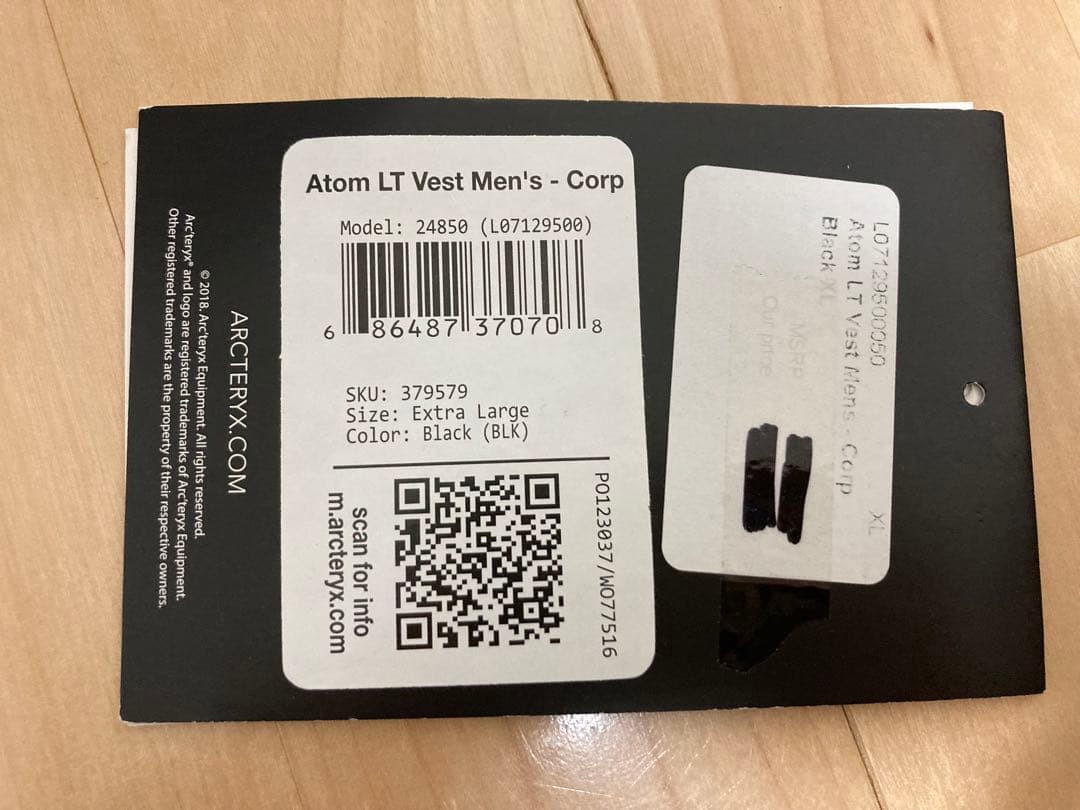 最終価格アークテリクス arcterx LT VEST black XL タグ有