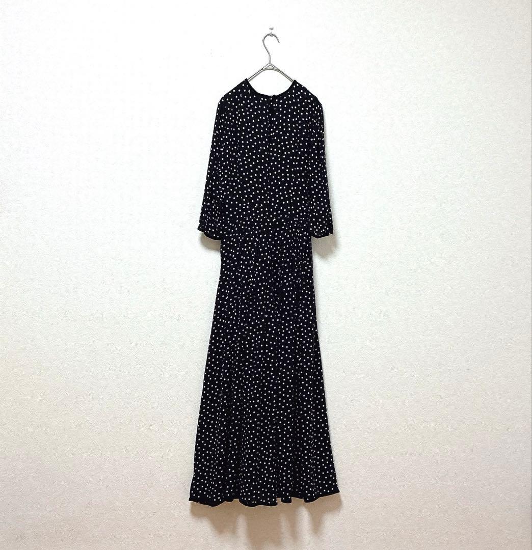 美品✨SINME シンメ ドット ロングワンピース ブラック S