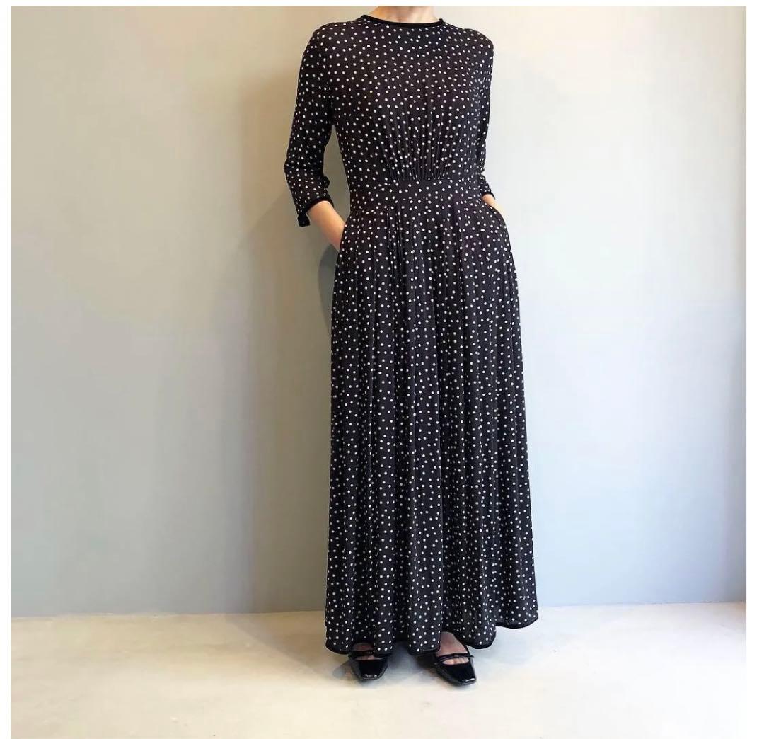 美品✨SINME シンメ ドット ロングワンピース ブラック S