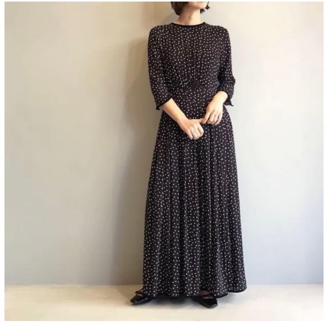 美品✨SINME シンメ ドット ロングワンピース ブラック S