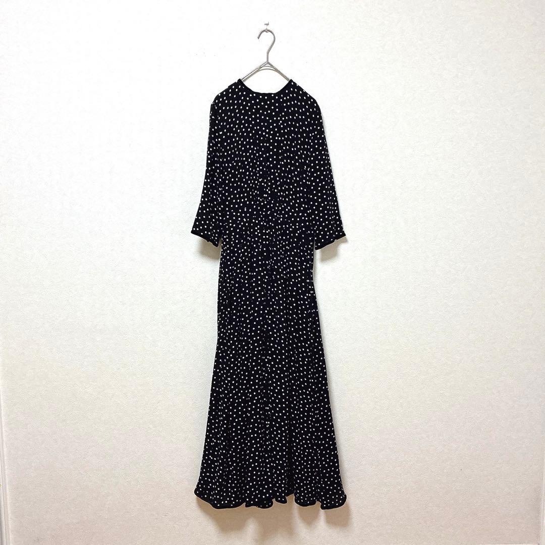 美品✨SINME シンメ ドット ロングワンピース ブラック S