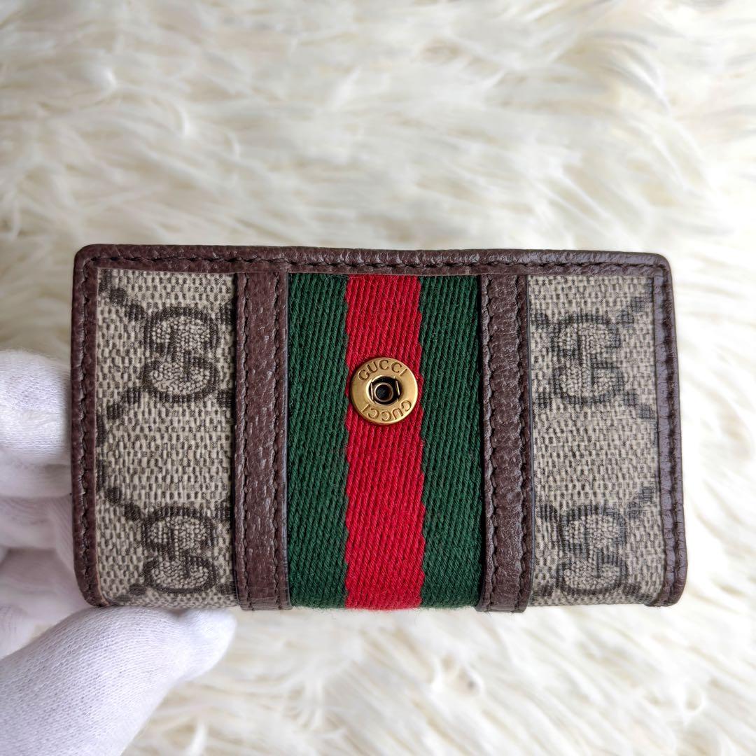 付属有 極美品 GUCCI 6連キーケース オフィディア シェリーライン gg柄