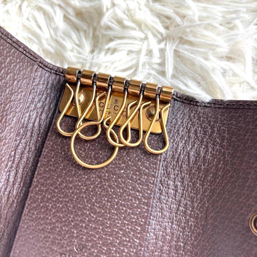 付属有 極美品 GUCCI 6連キーケース オフィディア シェリーライン gg柄