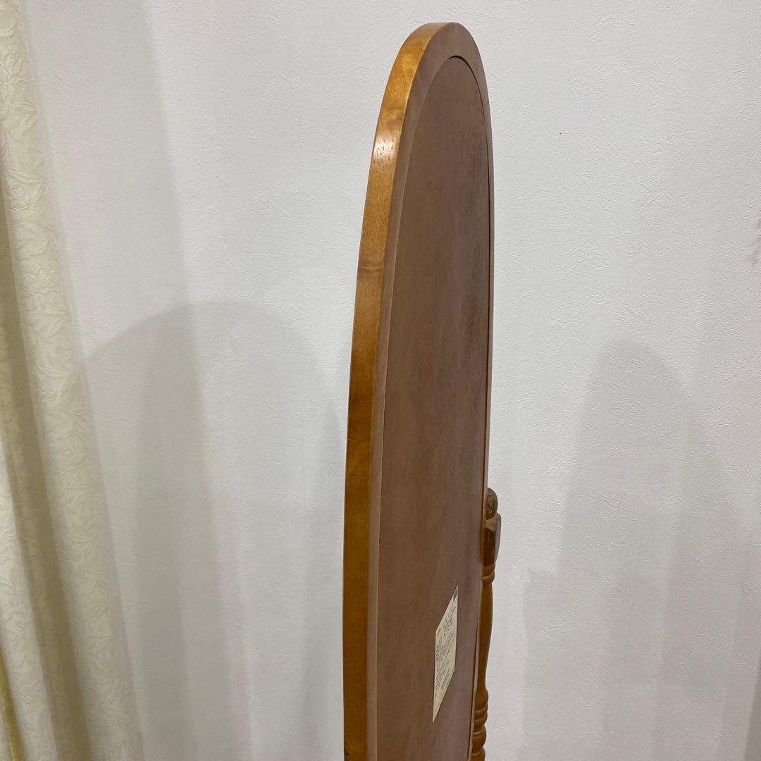 アンティーク オーバル型 木製全身鏡 スタンドミラー 脚付き 大型鏡 ビンテージ